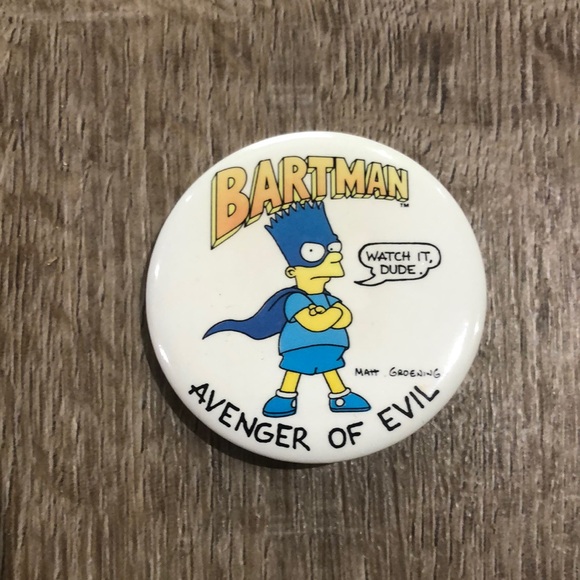 Other - Vintage The Simpsons “Bartman Avenger of Evil” Cartoon Button